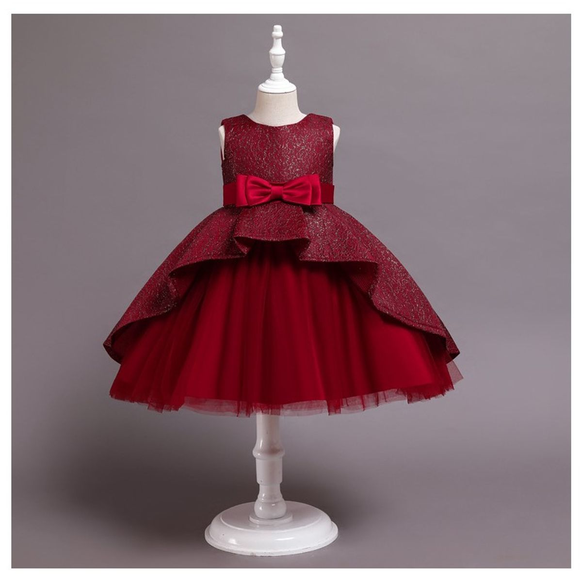 GENERICO - Vestido Navidad Fiestas Bodas Paje Modelo Julieta Color Rojo Vino