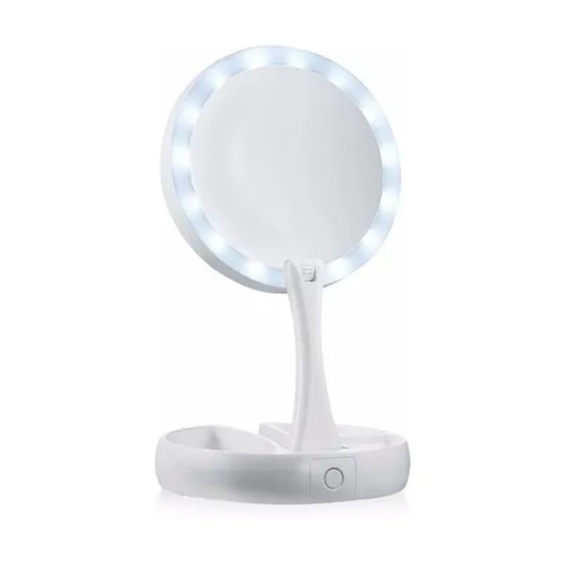 GENERICO - Espejo Con Luz Led Para Maquillaje Plegable + Aumento X 10