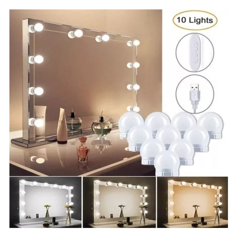 GENERICO - Kit Luces Led Espejo Usb Peluquería Maquillaje Fotografía.