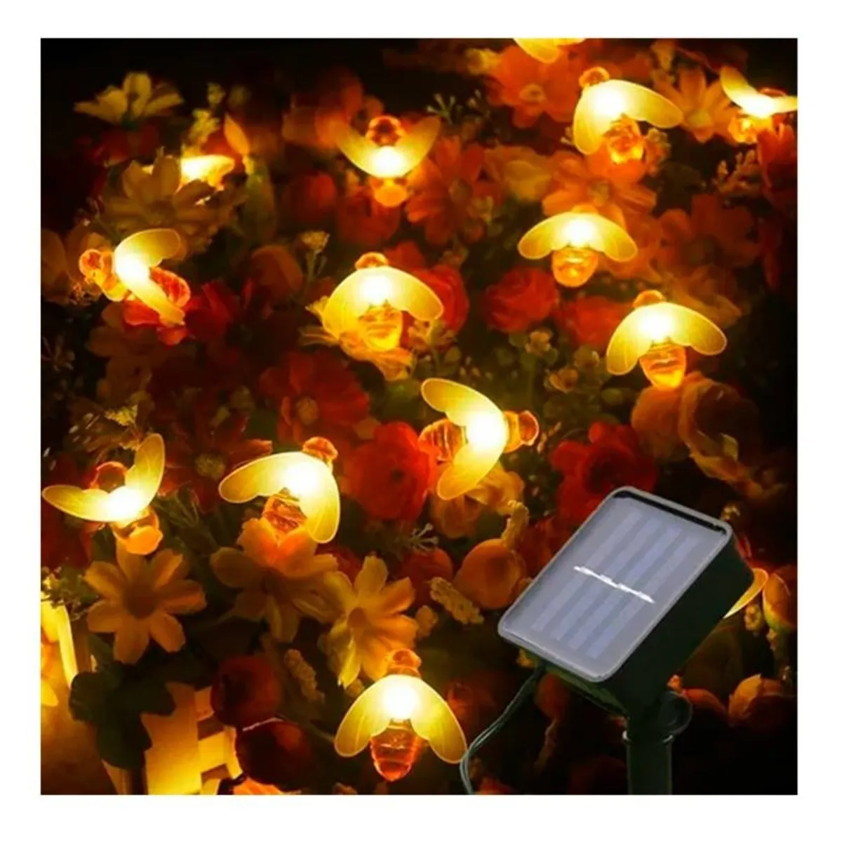 Guirnalda Solar Abejas Cálidas 40 luces Led 6 Metros, marca GENERICO - Foto Principal