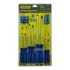 KAMASA - Set Kit Juego De Destornilladores De Golpe 12 Piezas