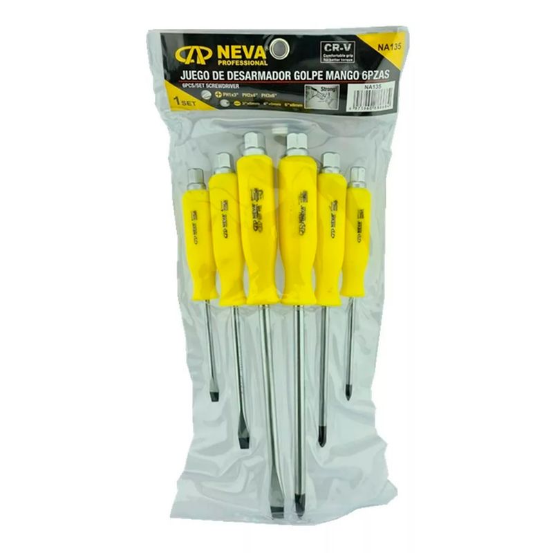 GENERICO - Kit Set Juego De Destornilladores De Golpe 6 Piezas Neva