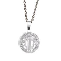 Collar Medalla San Benito Protector Acero Plateado