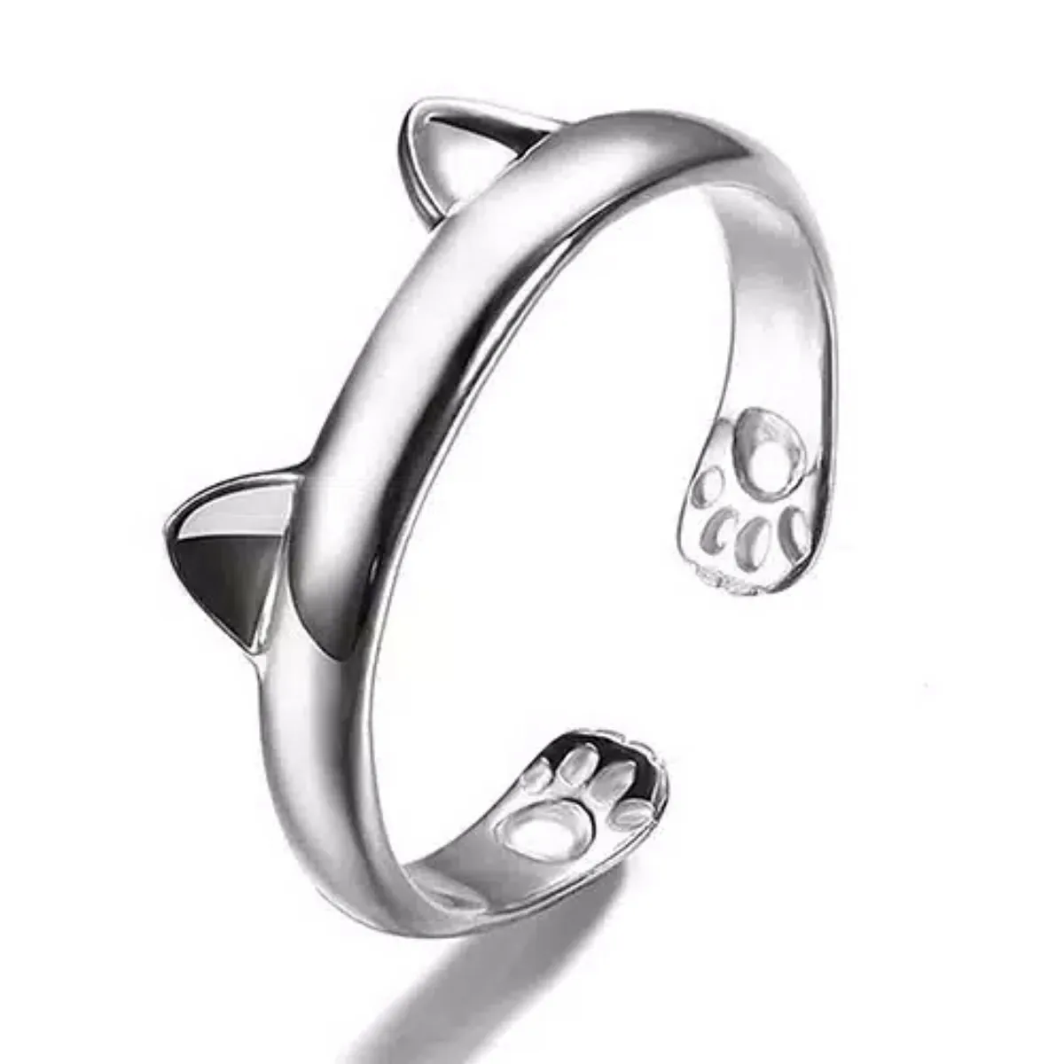 TODOJOYAS - Anillo Orejas Gato Plateado Ajustable