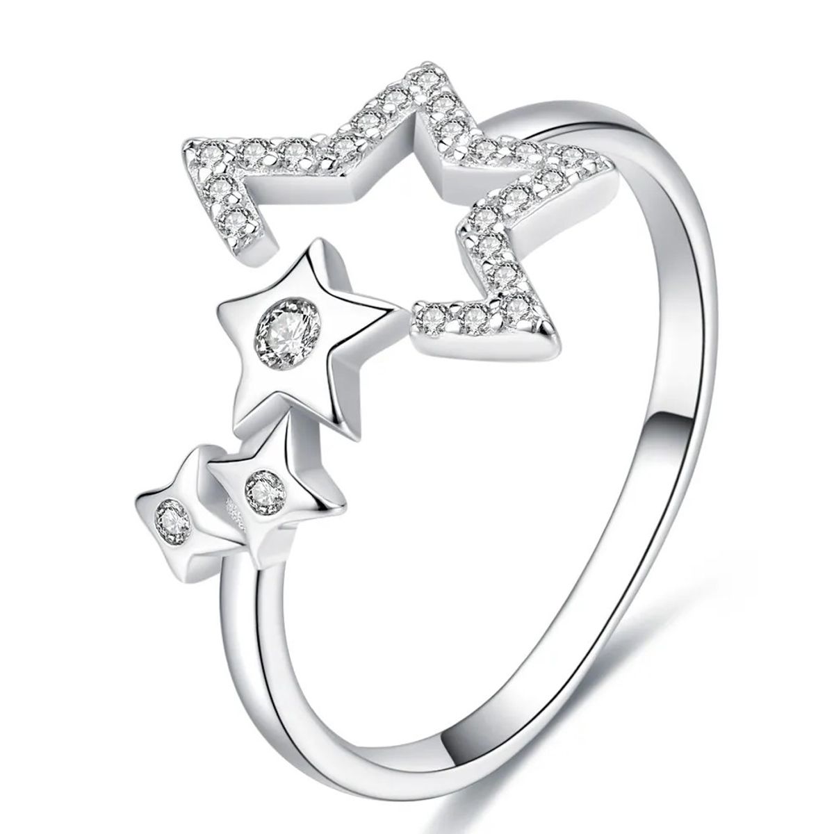 TODOJOYAS - Anillo Plata 925 Estrellas Ajustable