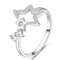 Anillo Plata 925 Estrellas Ajustable