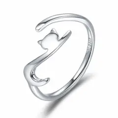 TODOJOYAS - Anillo Plata 925 Forma de Gato Ajustable
