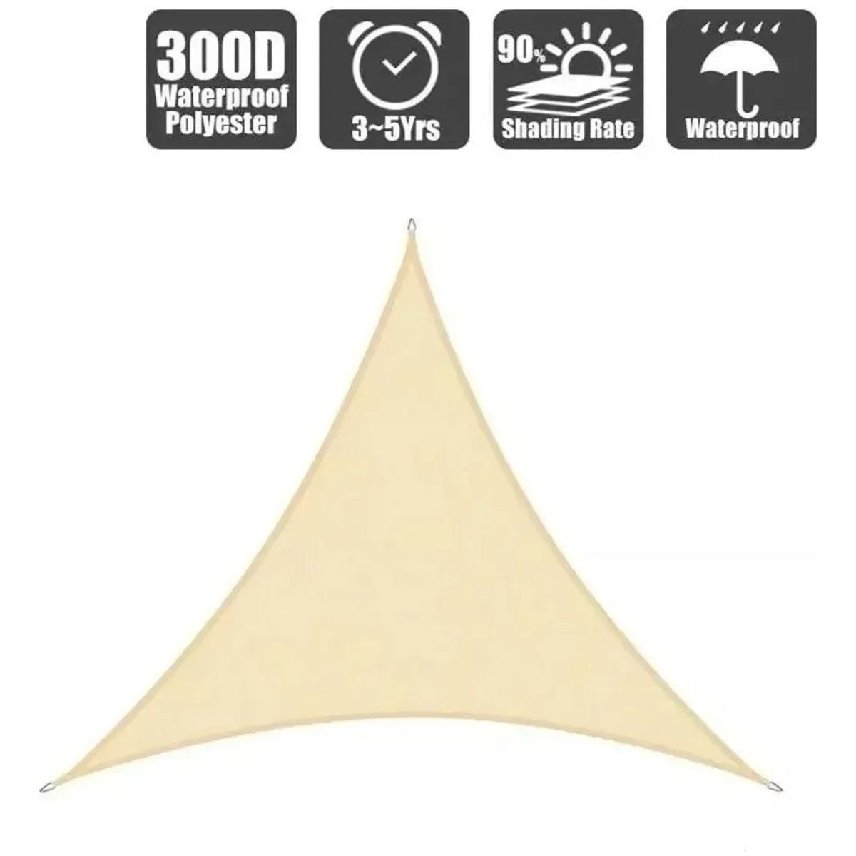 GENERICO - Toldo Lona Vela Sombra Triangular 5X5X5 M Anti Uv