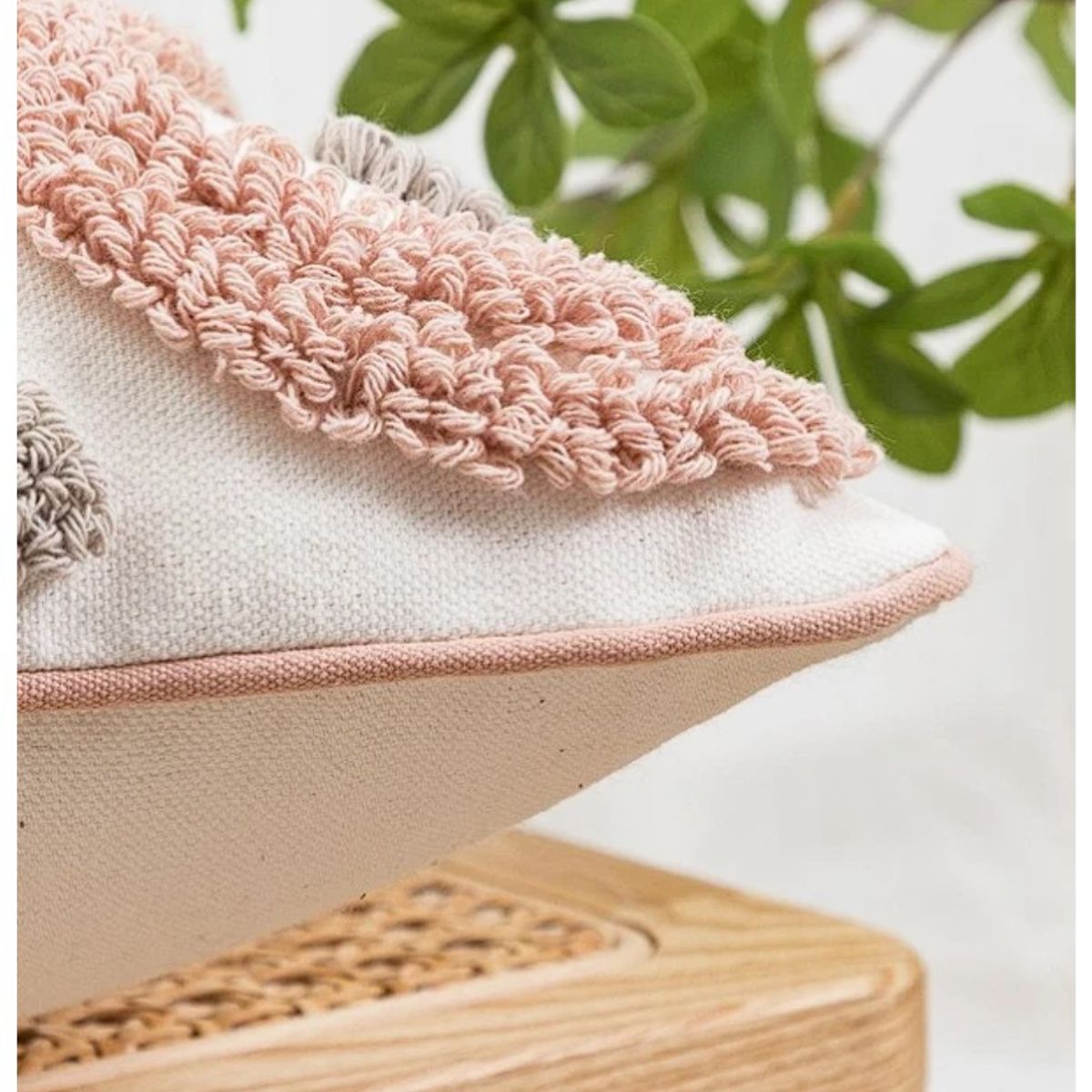 COMPRAPO - Set X 2 Fundas Cojín Boho Chic Marruecos Crudo y Rosa 30x50 y 45x45 cm