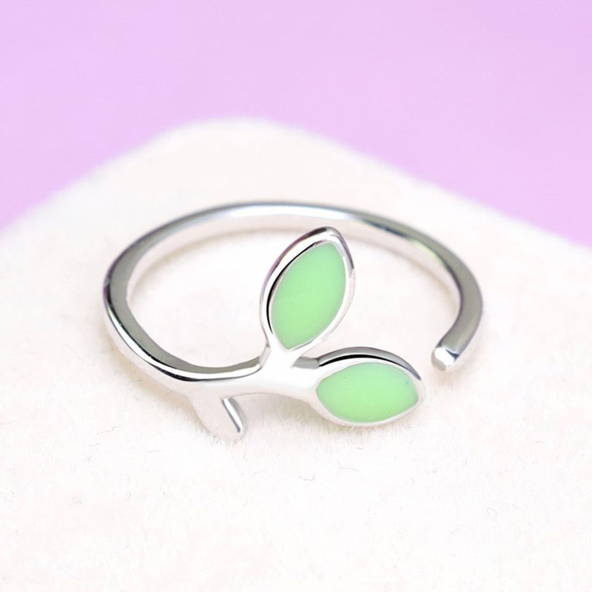 TODOJOYAS - Anillo Doble Hoja Verde Plateado