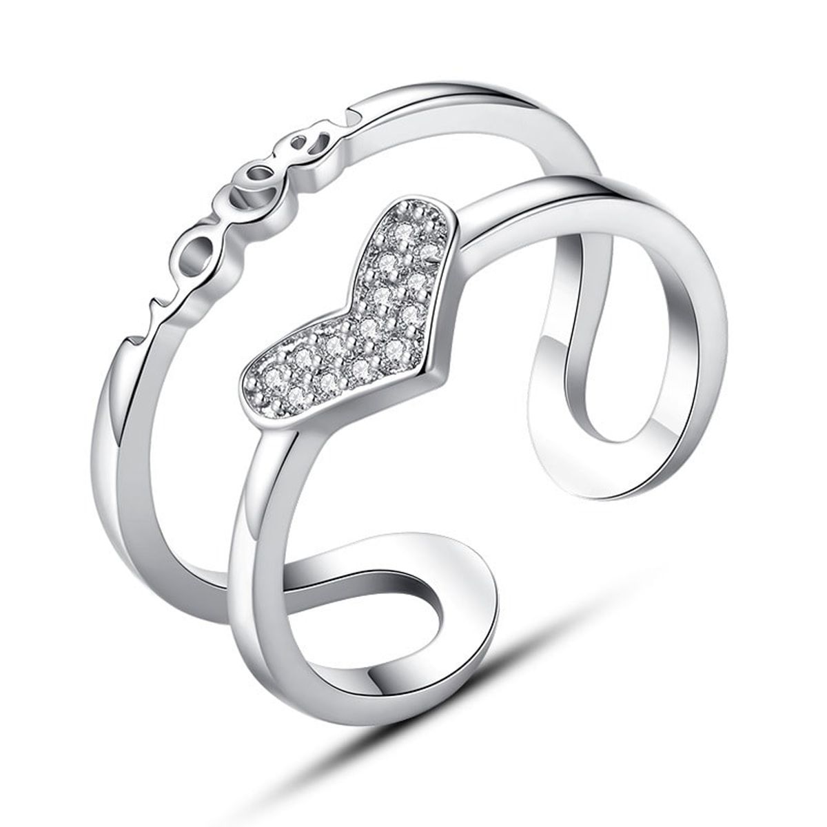 TODOJOYAS - Anillo Corazon Doble Arco Circones Plateado