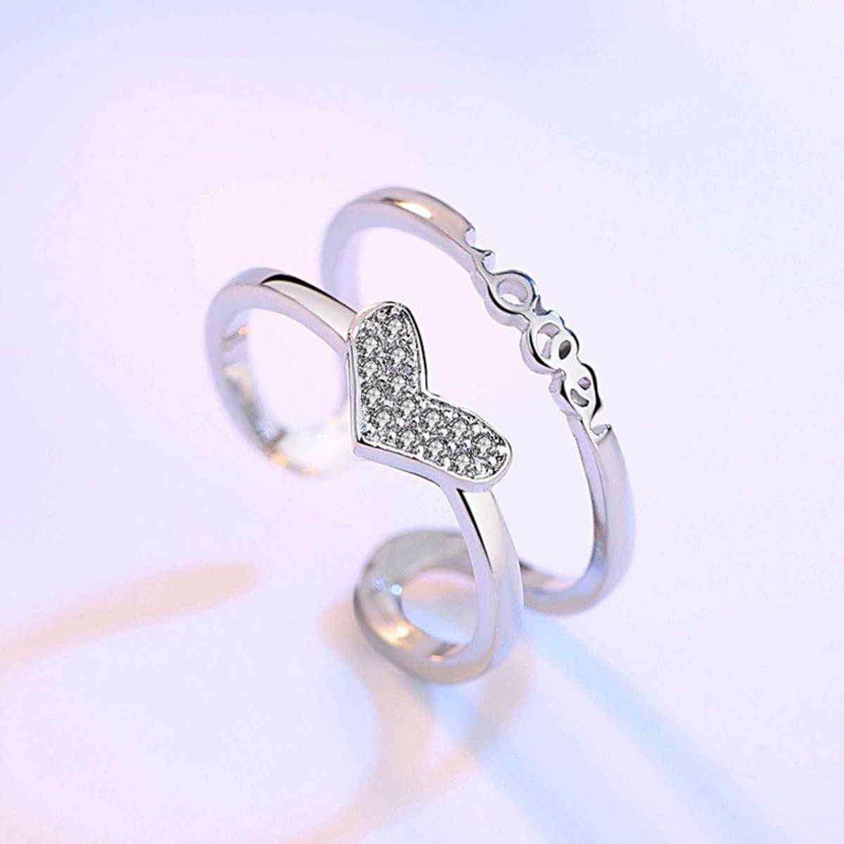TODOJOYAS - Anillo Corazon Doble Arco Circones Plateado