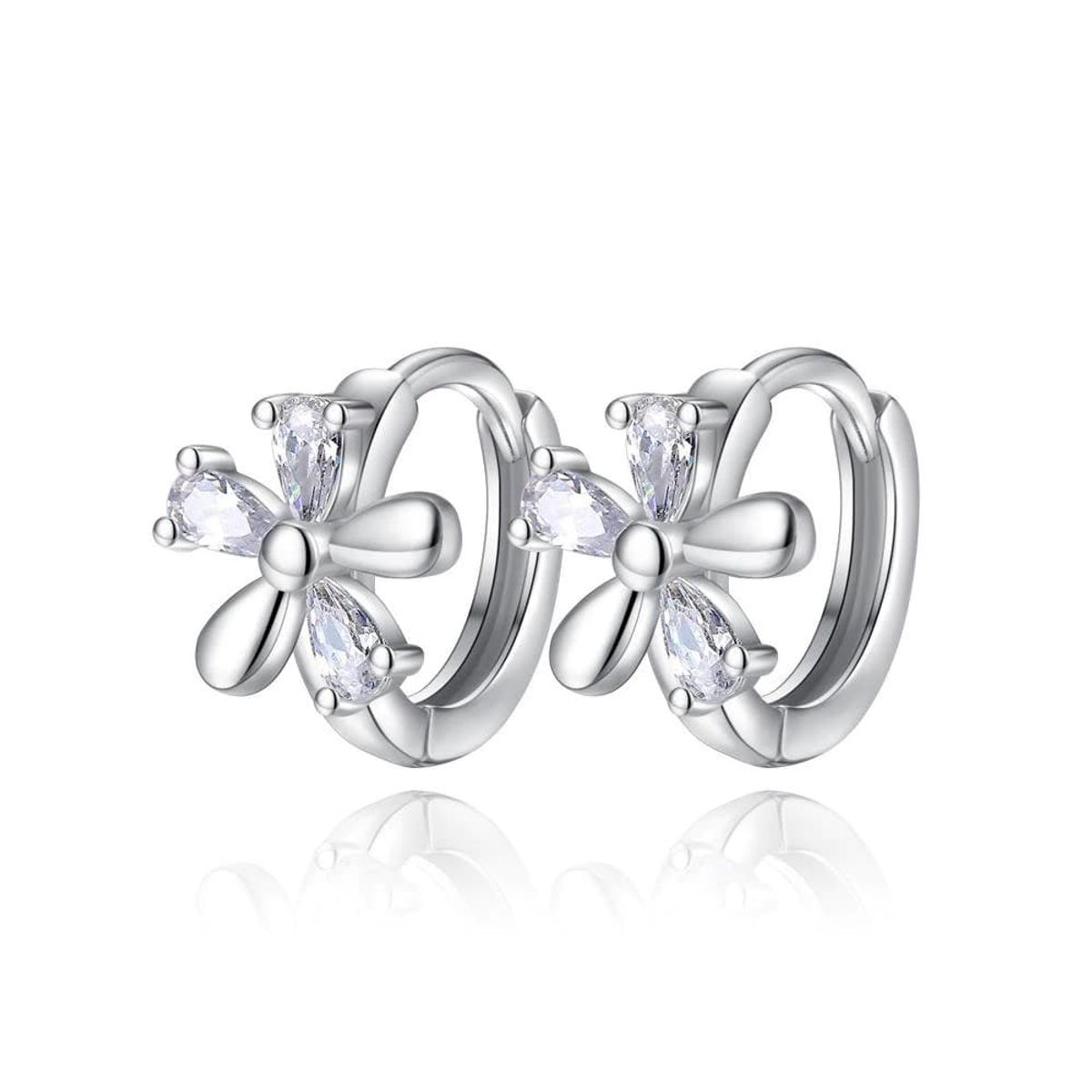 TODOJOYAS - Aros de Flor con Circones Plateado