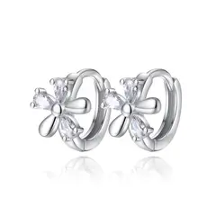 TODOJOYAS - Aros de Flor con Circones Plateado