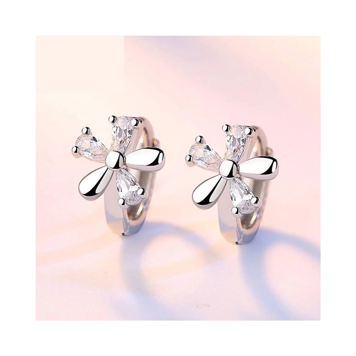 TODOJOYAS - Aros de Flor con Circones Plateado