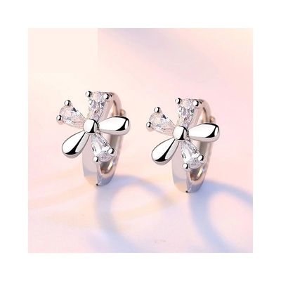 Imagen 2 del producto Aros de Flor con Circones Plateado