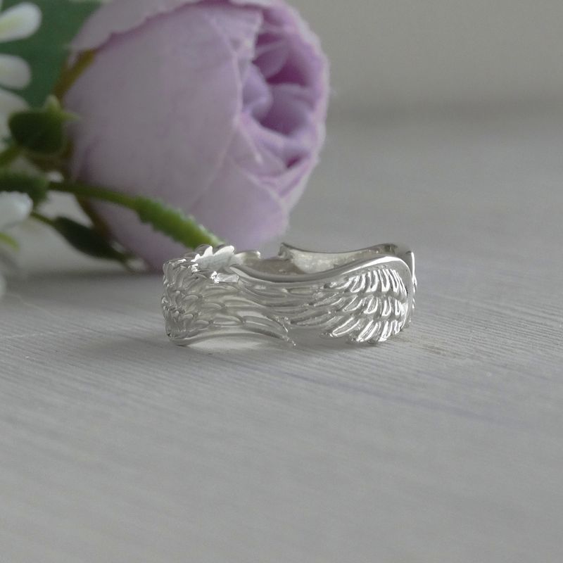 GENERICO - TALLA 19 Anillo con diseño de alas doble estilo boho para mujer