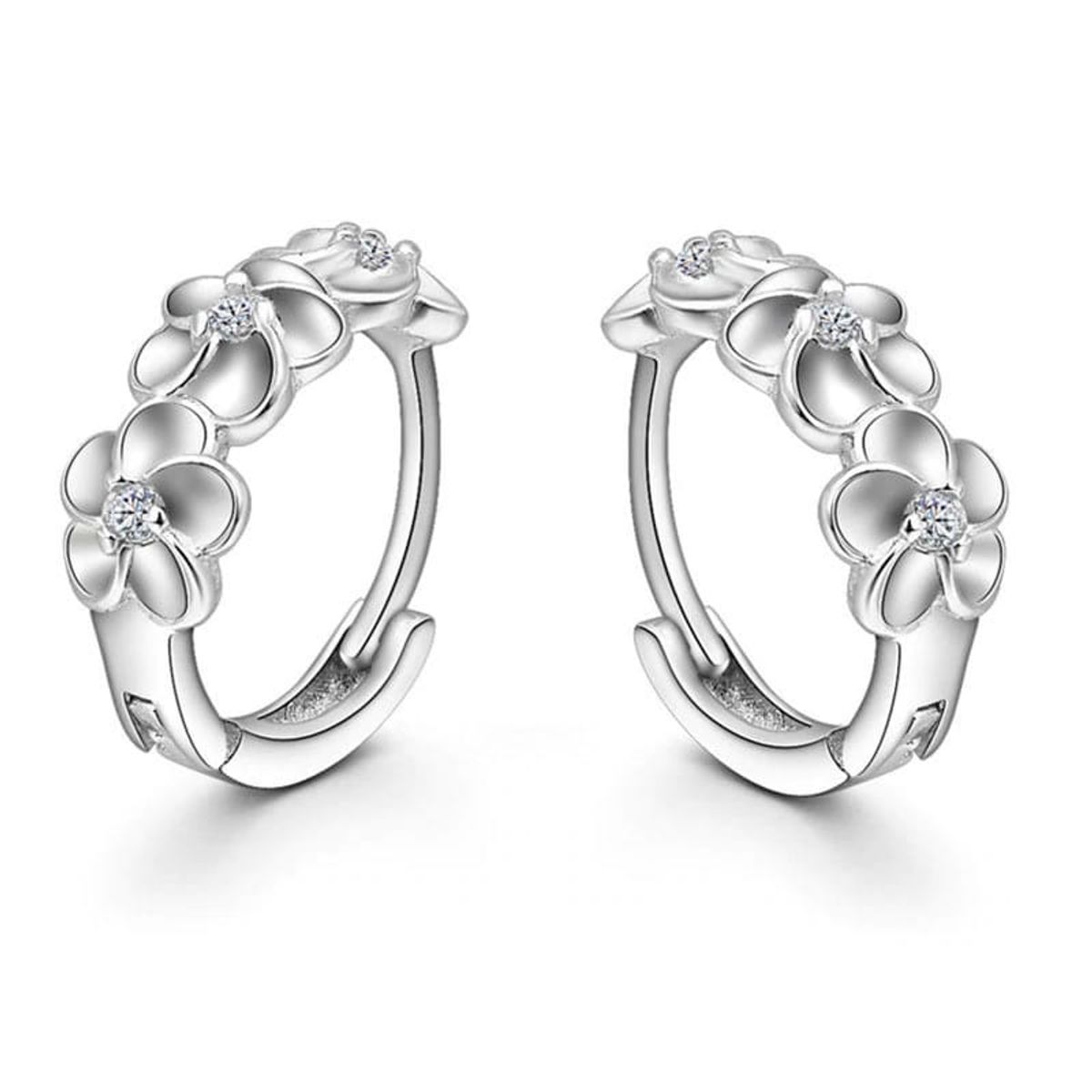 TODOJOYAS - Aros Tres Flores con Circones Plateado