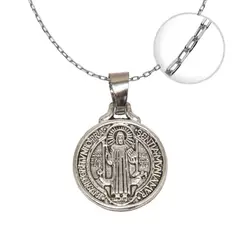 TODOJOYAS - Colgante Colgante Medalla San Benito Plateado