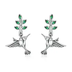 TODOJOYAS - Aros Plata 925 Colibri Pajaro con Circones