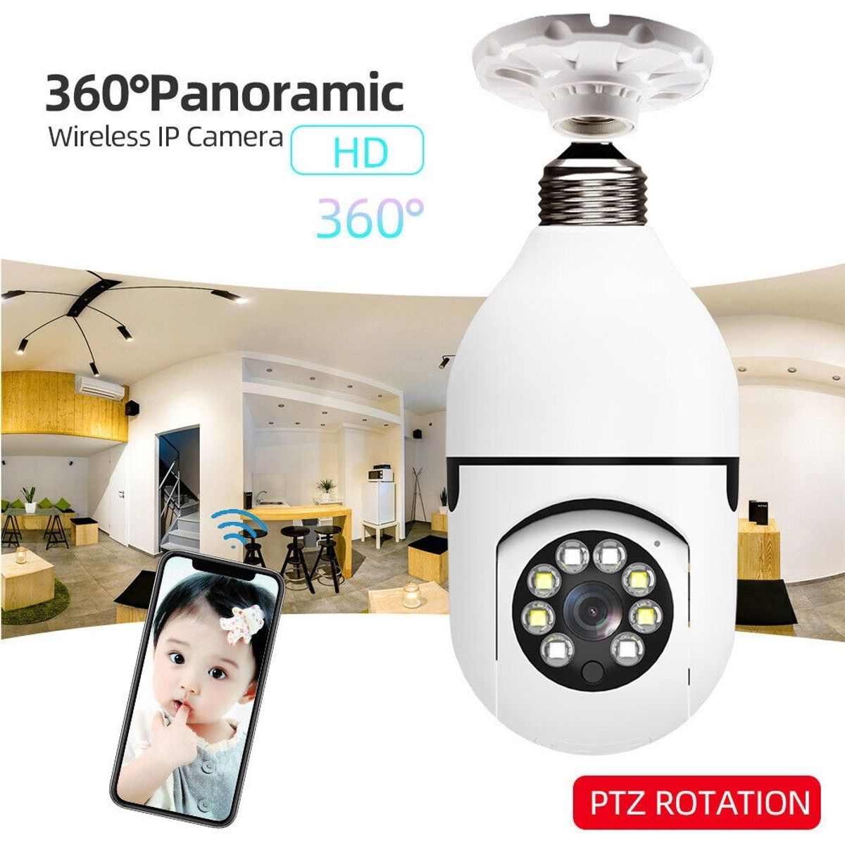 GENERICO - Ampolleta Led Con Camara 360° Hd Wifi Celular App.