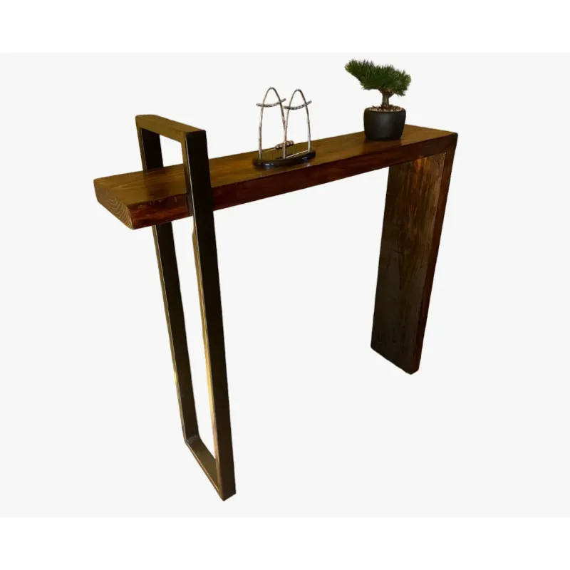 GENERICO - Mesa De Arrimo De Metal Y Madera Diseño Unico