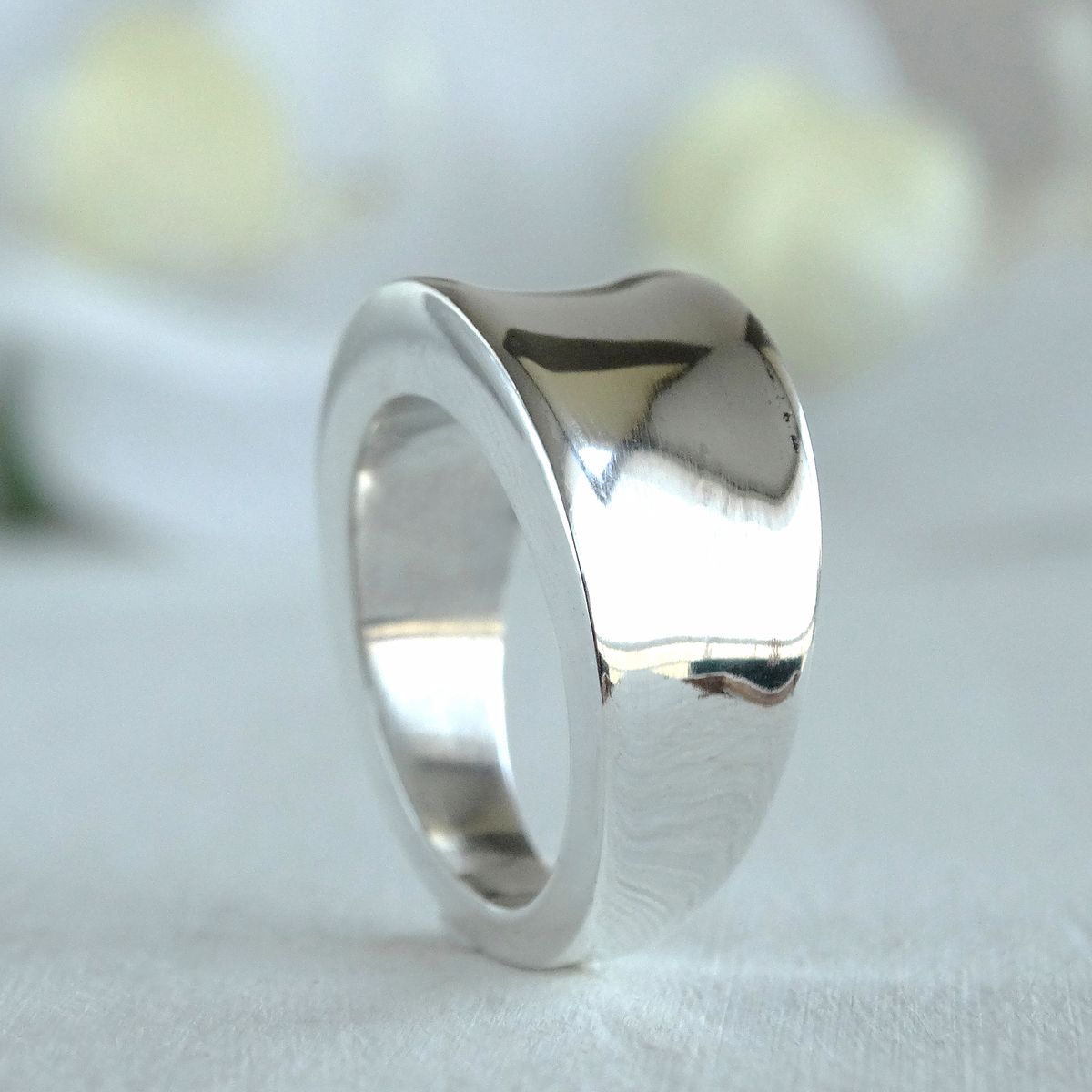 GENERICO - TALLA 15 Anillo bombé cóncavo hecho en plata 950 para mujer