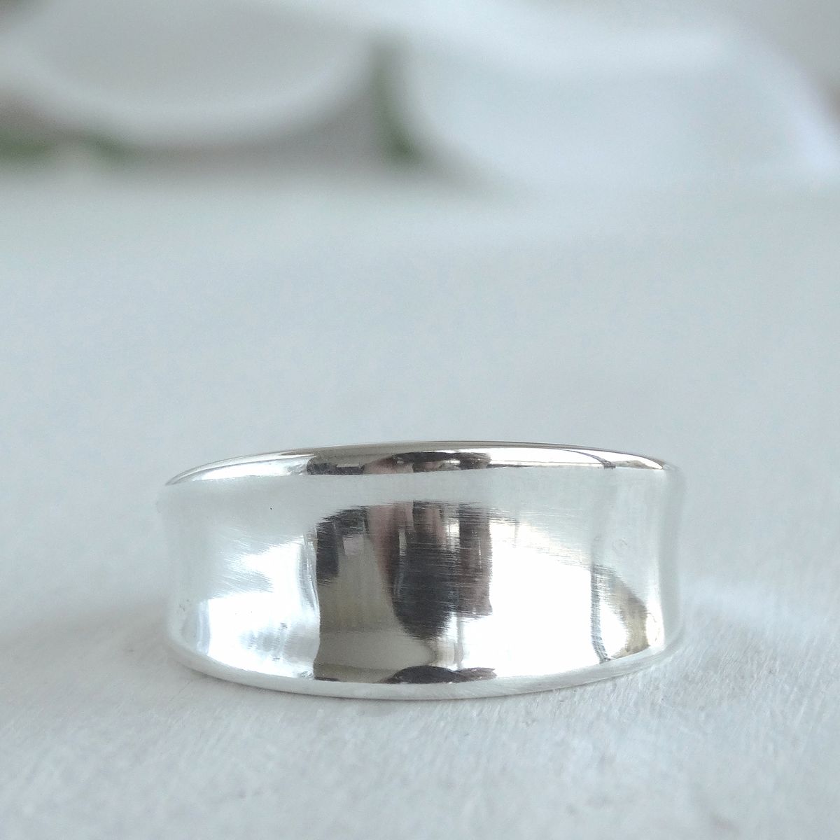 GENERICO - TALLA 15 Anillo bombé cóncavo hecho en plata 950 para mujer