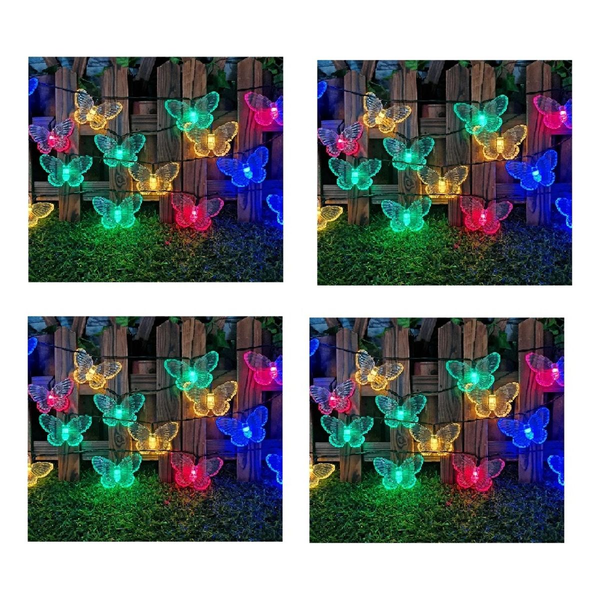 GENERICO - Guirnalda Solar Mariposa Plana 6m 30led Multicolor