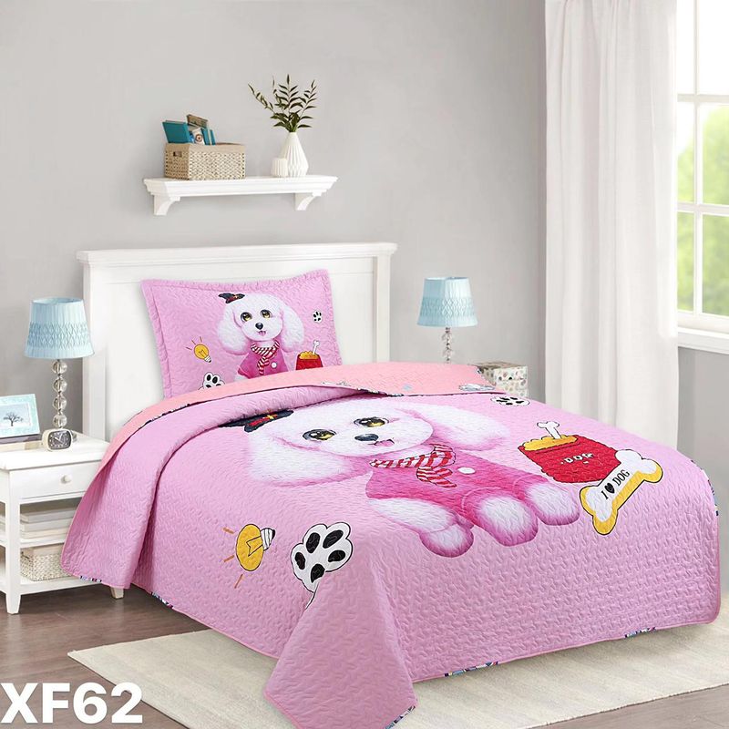GENERICO - Cubrecama Quilt Verano 1.5 Plazas - Palo Rosa Poodle XF62