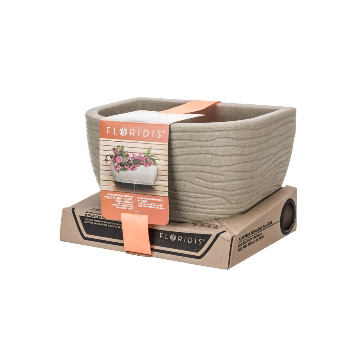 FLORIDIS - MACETERO FLORIDIS BEIGE EFECTO PIEDRA  TIESTOS DE PARED 17CM ALTO CON PLATO