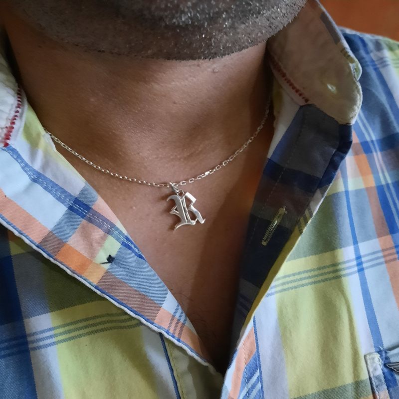 GENERICO - Colgante letra inicial clásica plata 950 para hombre Letras R y S