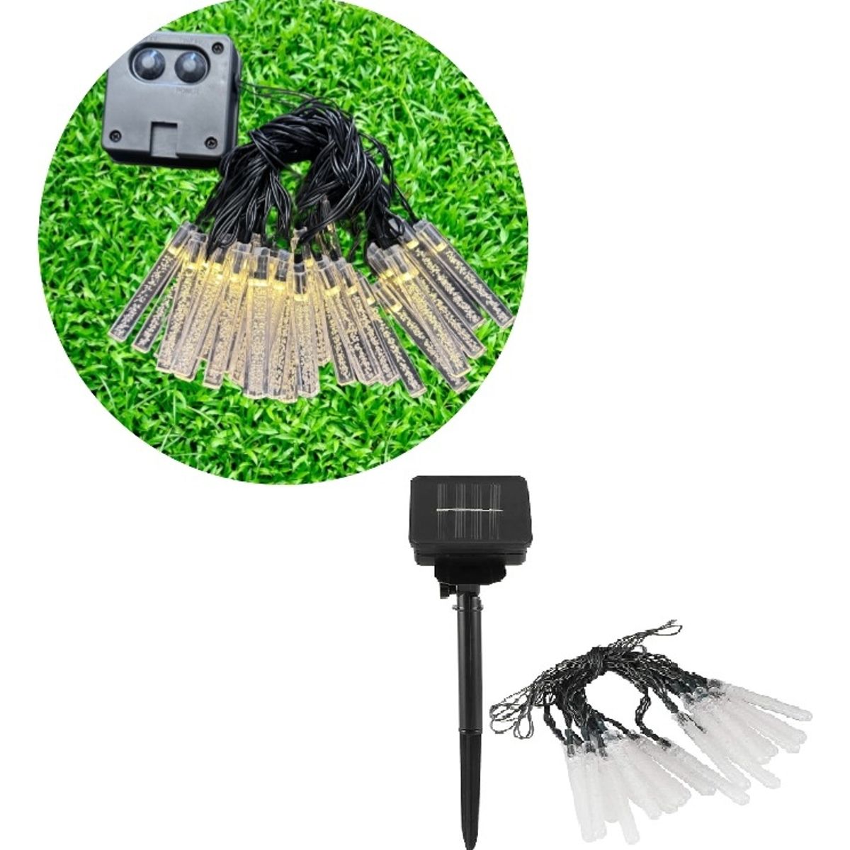 GENERICO - Luces Solares Guirnalda Navidad Tubo 30leds 6 Metros  CALIDA