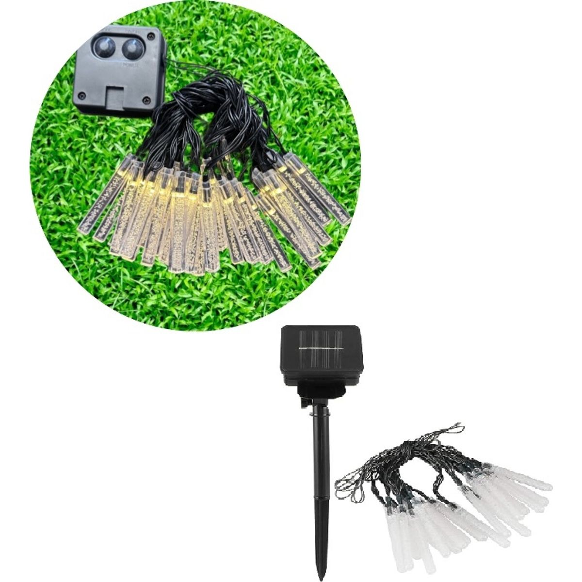 GENERICO - Luces Solares Guirnalda Navidad Tubo 30leds 6 Metros  CALIDA