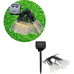 GENERICO - Luces Solares Guirnalda Navidad Tubo 30leds 6 Metros CALIDA