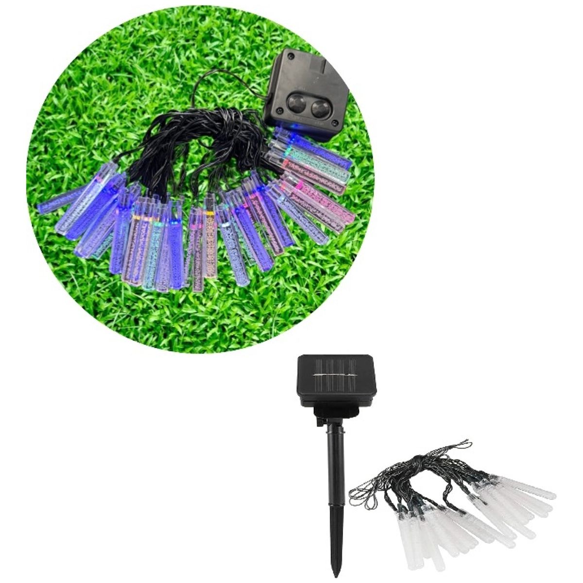 GENERICO - Luces Solares Guirnalda Navidad Tubo 30leds 6 Metros MULTICOLOR