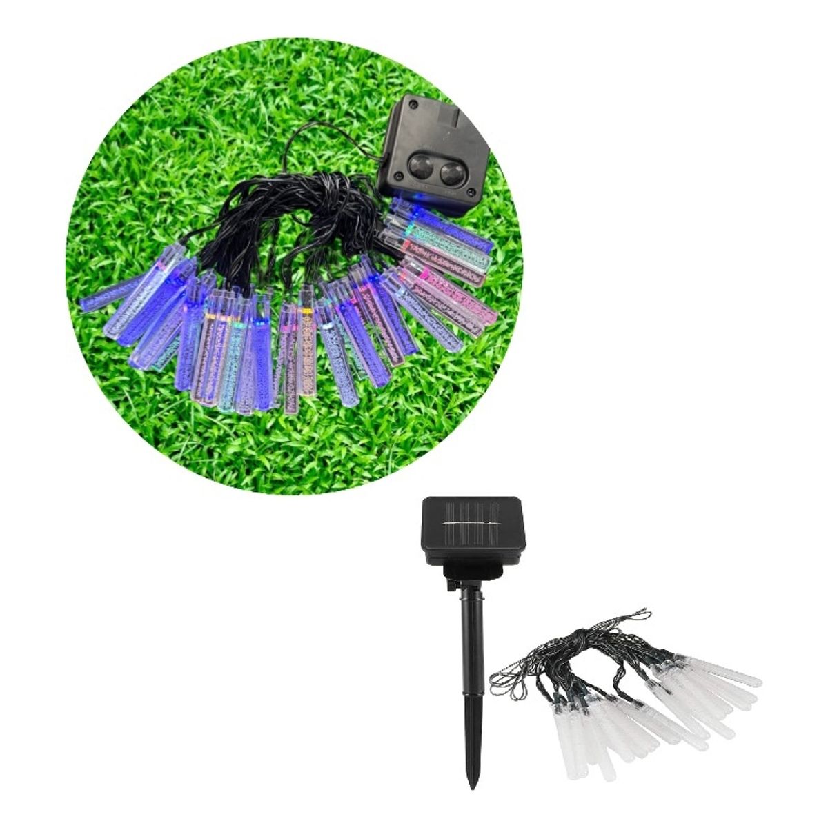 GENERICO - Luces Solares Guirnalda Navidad Tubo 30leds 6 Metros MULTICOLOR