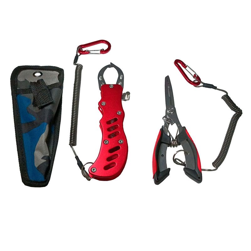 GENERICO - Set de alicate y pinza para pesca rojo