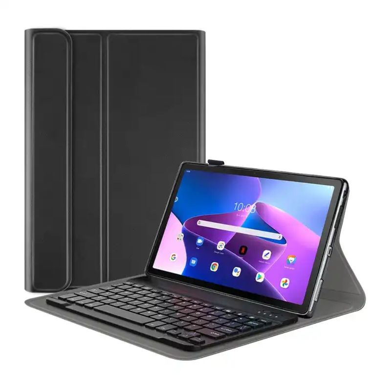 GENERICO - Teclado Bluetooth Funda Para Tablet Lenovo M10 Plus 3Gen TB125 TB128 Negro
