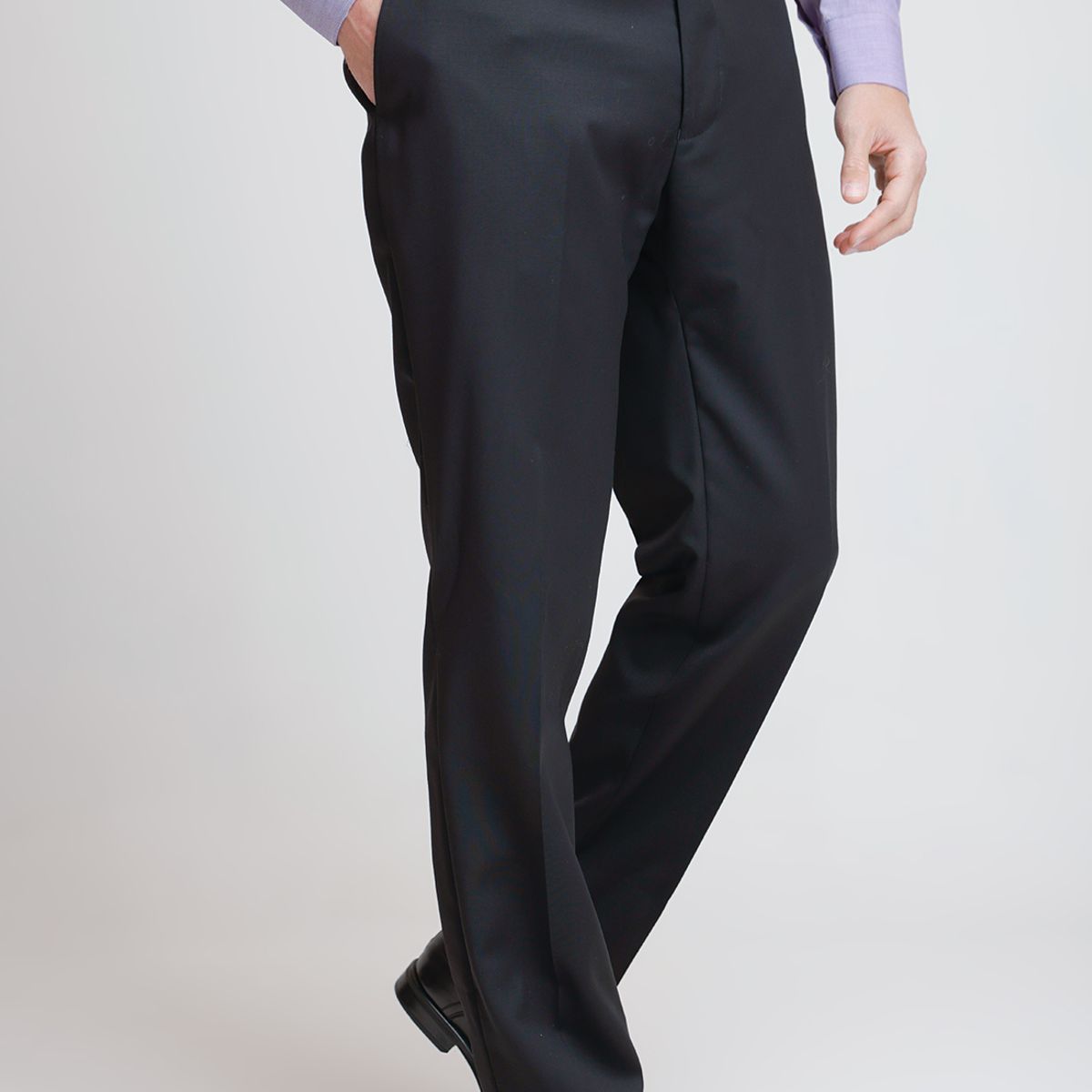 TRIAL - Pantalón Hombre Formal Lana S100'S Liso Regular Mix&Color Negro