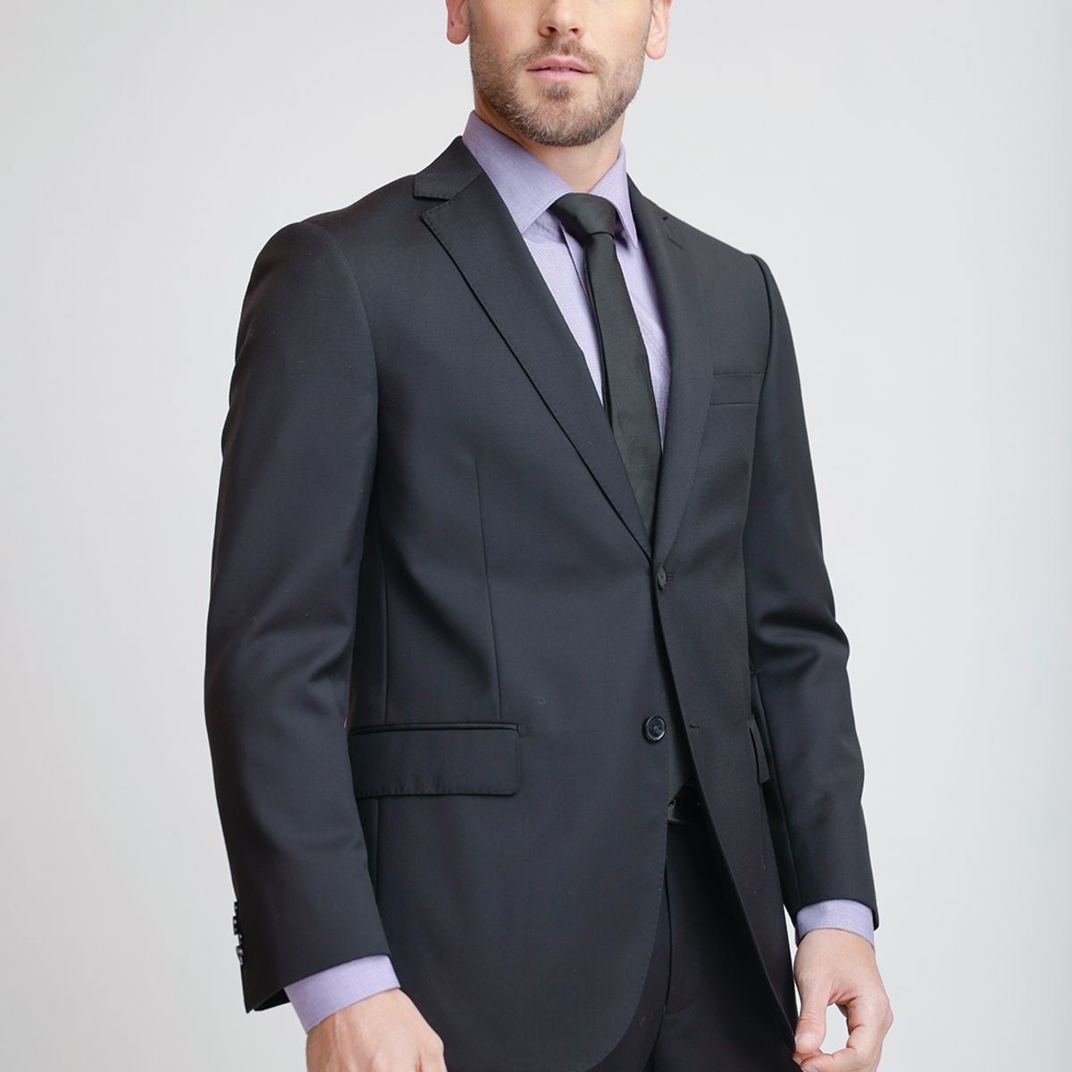 TRIAL - Chaqueta Hombre Formal Lana S100'S Liso Regular Mix&Color Negro