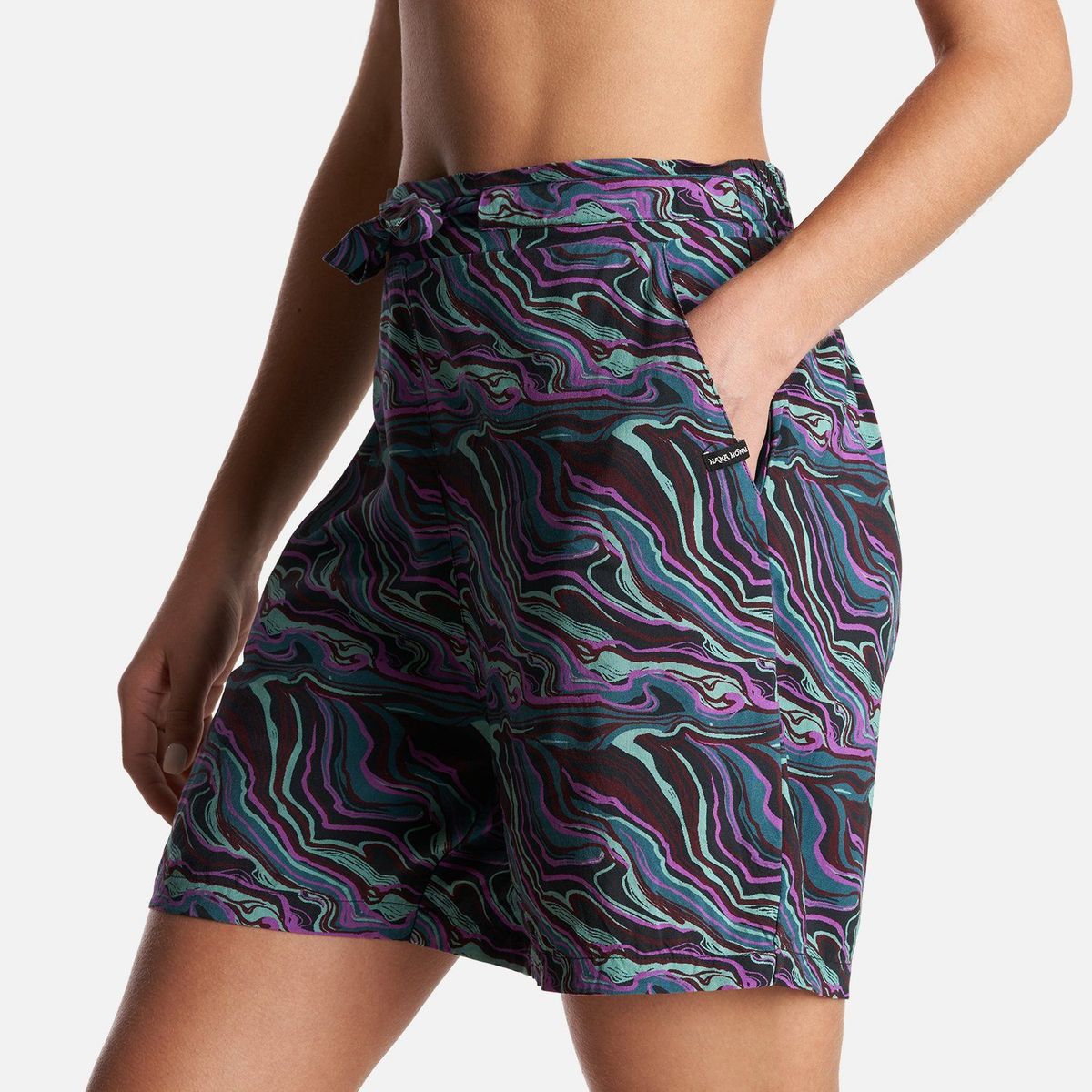 HAKA HONU - Short Mujer Jipoff Print Negro Haka Honu