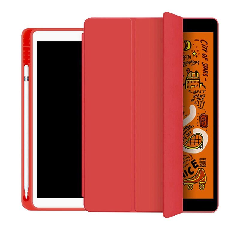 GENERICO - CARCASA PARA IPAD 7°,8°,9° GEN, 10.2" CON PORTA LAPIZ, ROJO
