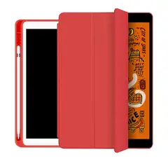 GENERICO - CARCASA PARA IPAD 7°,8°,9° GEN, 10.2" CON PORTA LAPIZ, ROJO