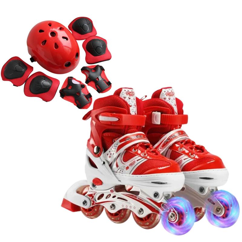 GENERICO - patines lineales ajustables con luz y protección Talla 29 a 32