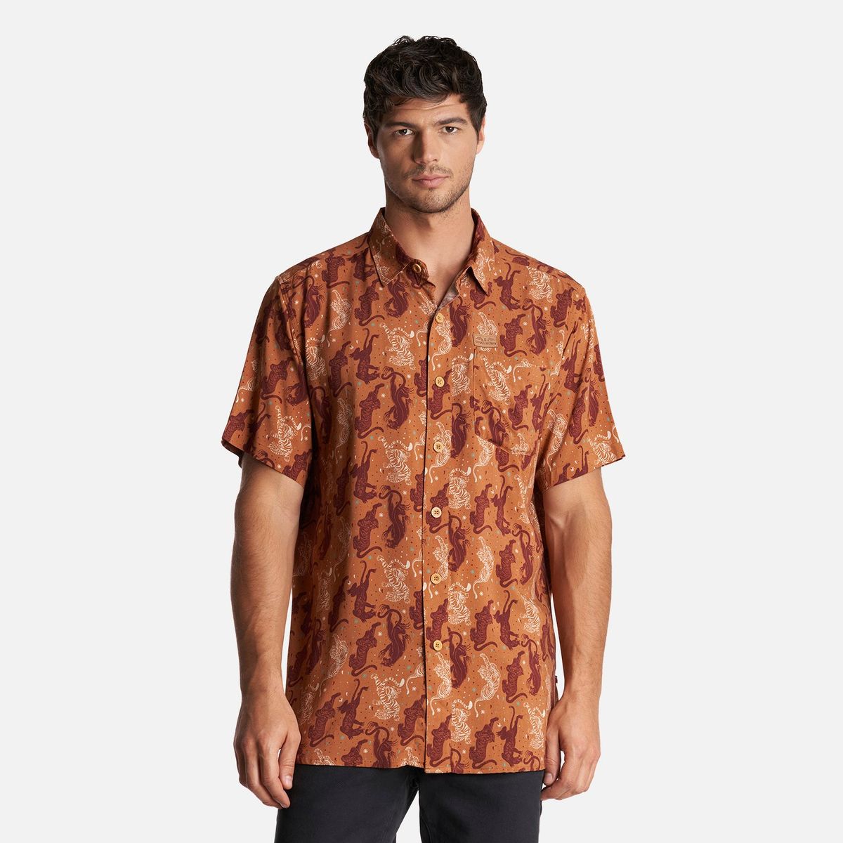 HAKA HONU - Camisa Hombre Anameizon Print Cafe Haka Honu