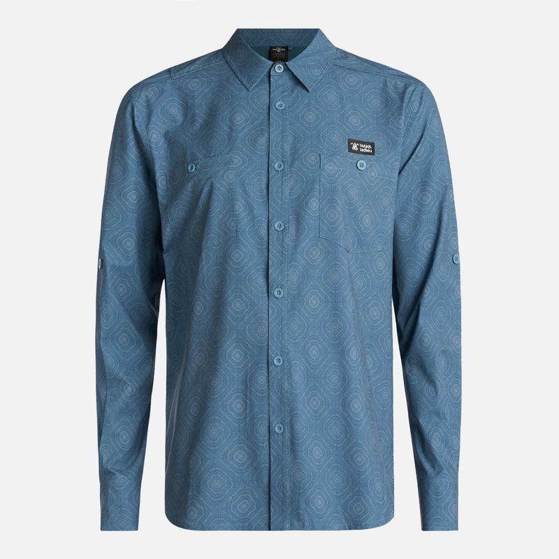 HAKA HONU - Camisa Hombre Cumbre Manga Larga Turquesa Oscuro Haka Honu