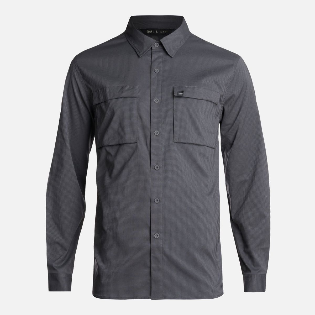 LIPPI - Camisa Hombre Rosselot Long Sleeve Q-Dry Shirt Gris Medio Lippi_.