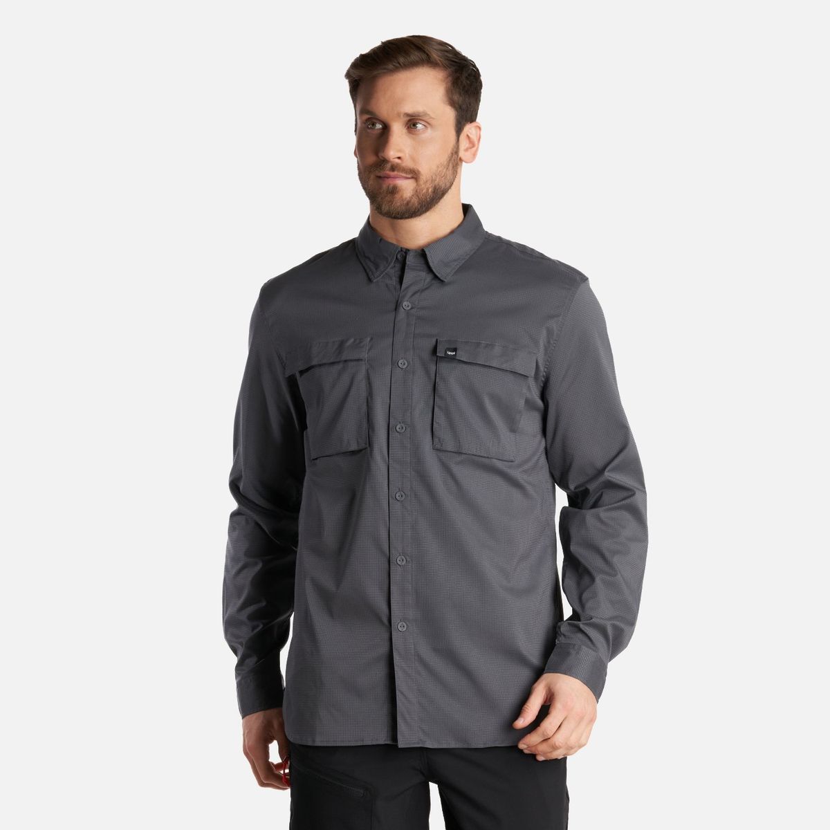 LIPPI - Camisa Hombre Rosselot Long Sleeve Q-Dry Shirt Gris Medio Lippi_.