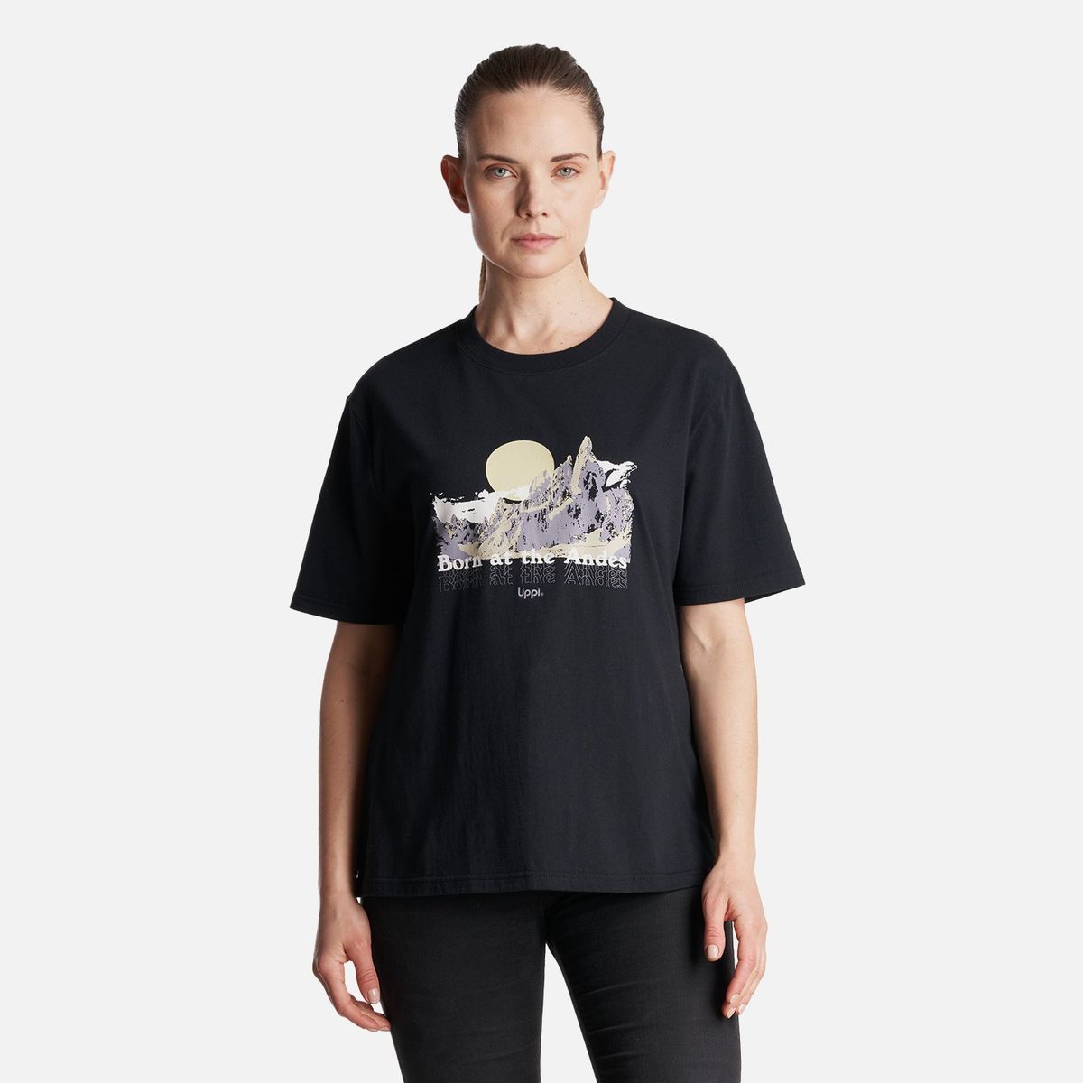 LIPPI - Polera Mujer  Logo Lippi T-Shirt Negro Lippi